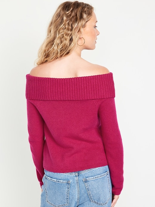 Hot pink off shop the shoulder sweater