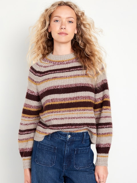 Mock-Neck Cropped Sweater