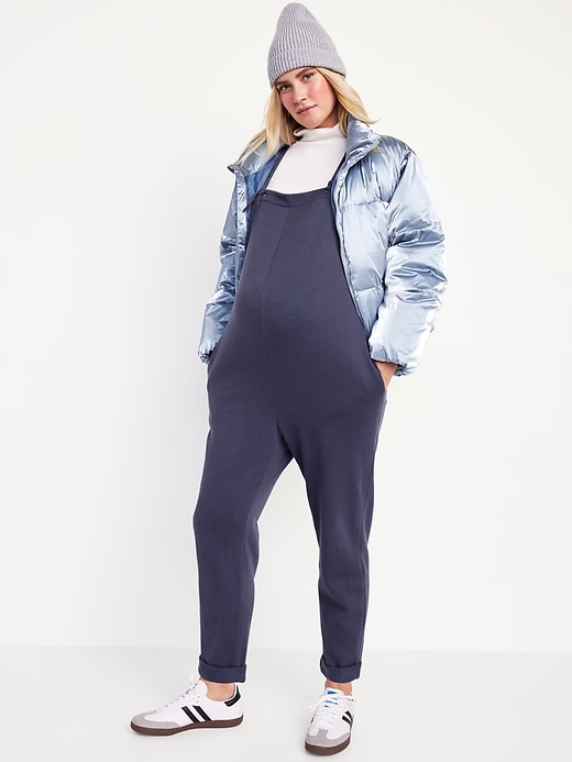 Image number 6 showing, Maternity Knotted-Strap Fleece Overalls