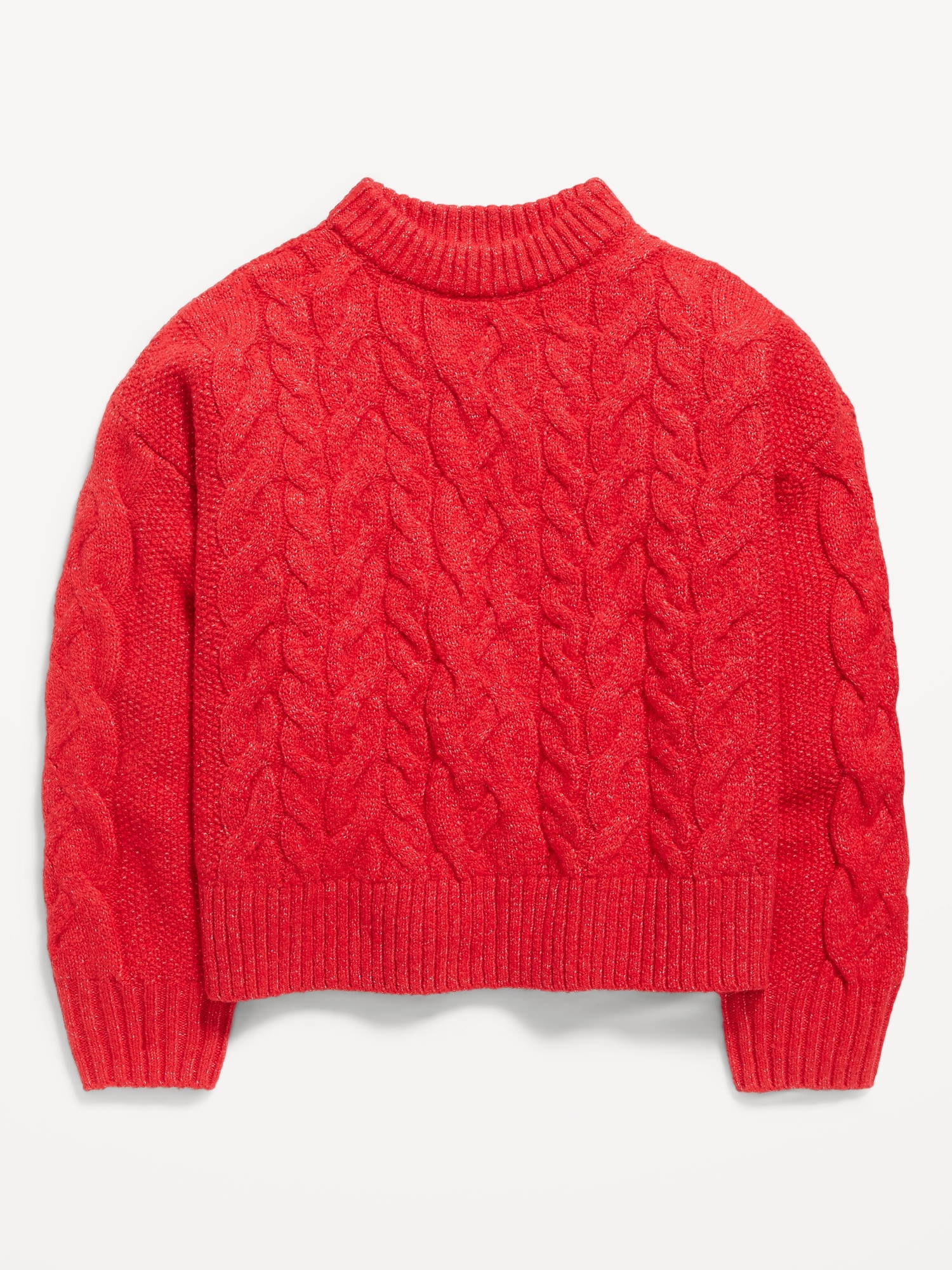 Rib-knit Mock Turtleneck Sweater - Red - Ladies