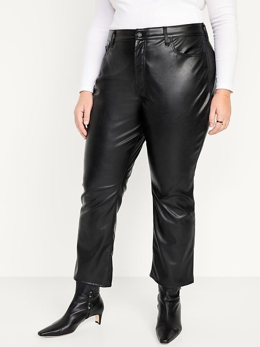 High-Waisted Faux-Leather Boot-Cut Ankle Pants