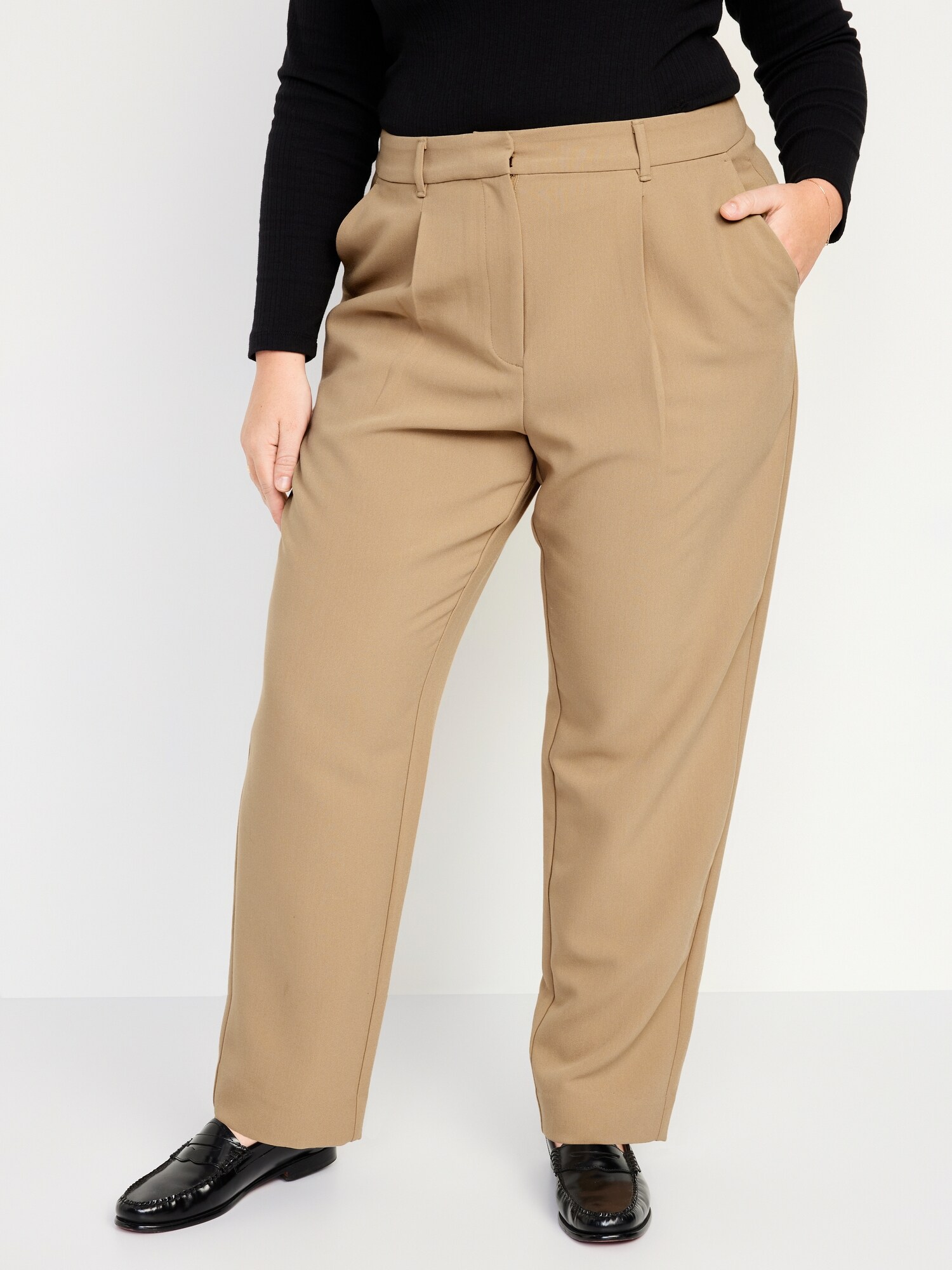 Extra High-Waisted Pleated Taylor Trouser Straight Pants for Women