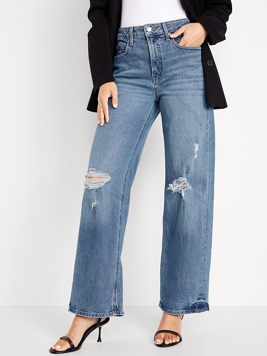 Jean jambe large et taille tr s haute pour Femme Old Navy