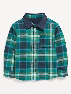 Cozy Flannel Microfleece-Lined Pocket Shirt for Toddler Boys