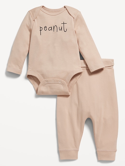 View large product image 1 of 3. Unisex Striped Organic-Cotton Bodysuit & Pants Set for Baby