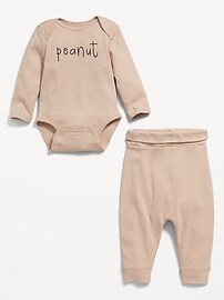 View large product image 3 of 3. Unisex Striped Organic-Cotton Bodysuit & Pants Set for Baby
