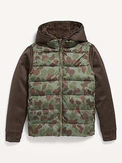 Micro Fleece Hybrid Hooded Jacket for Boys