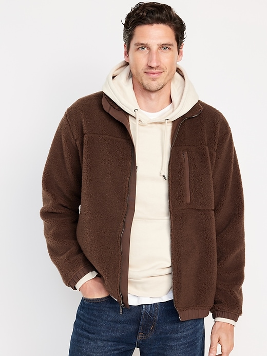 Image number 1 showing, Oversized Sherpa Zip Jacket
