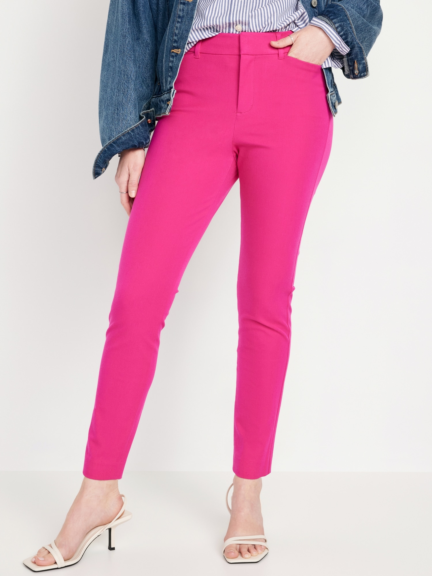 Old Navy - High-Waisted Pull-On Pixie Wide-Leg Pants for Women pink
