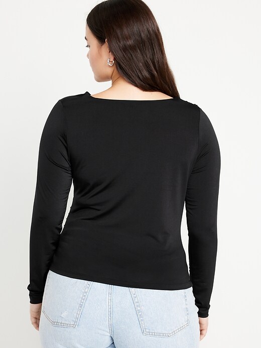 V FOR CITY Long Sleeve Shirts for Women Built-in Bra Ruched Tops Sweetheart  Neck Going Out Top, Long Sleeve - Black, Small : : Clothing, Shoes  & Accessories