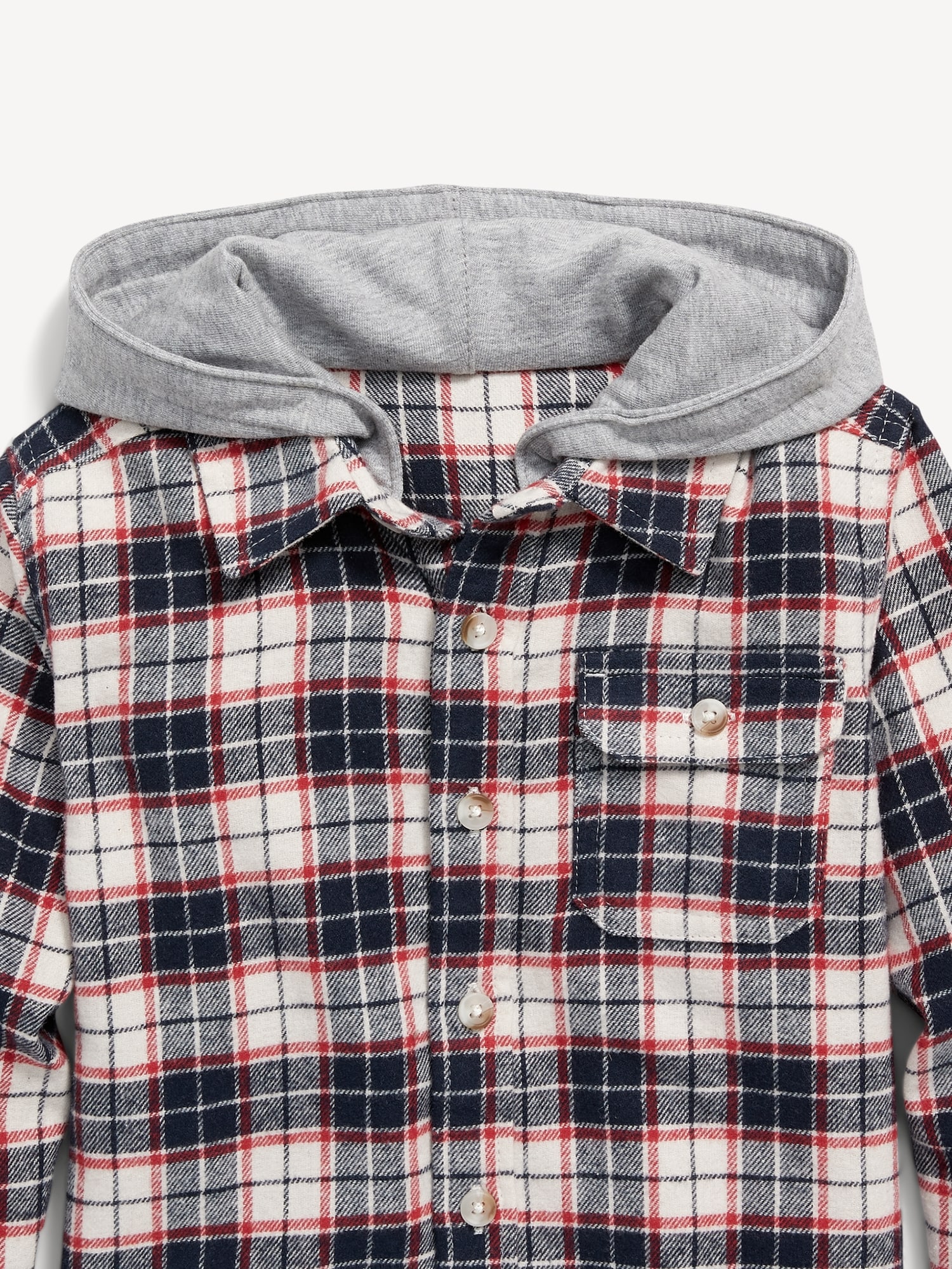 Hooded Soft-Brushed Flannel Shirt for Toddler Boys