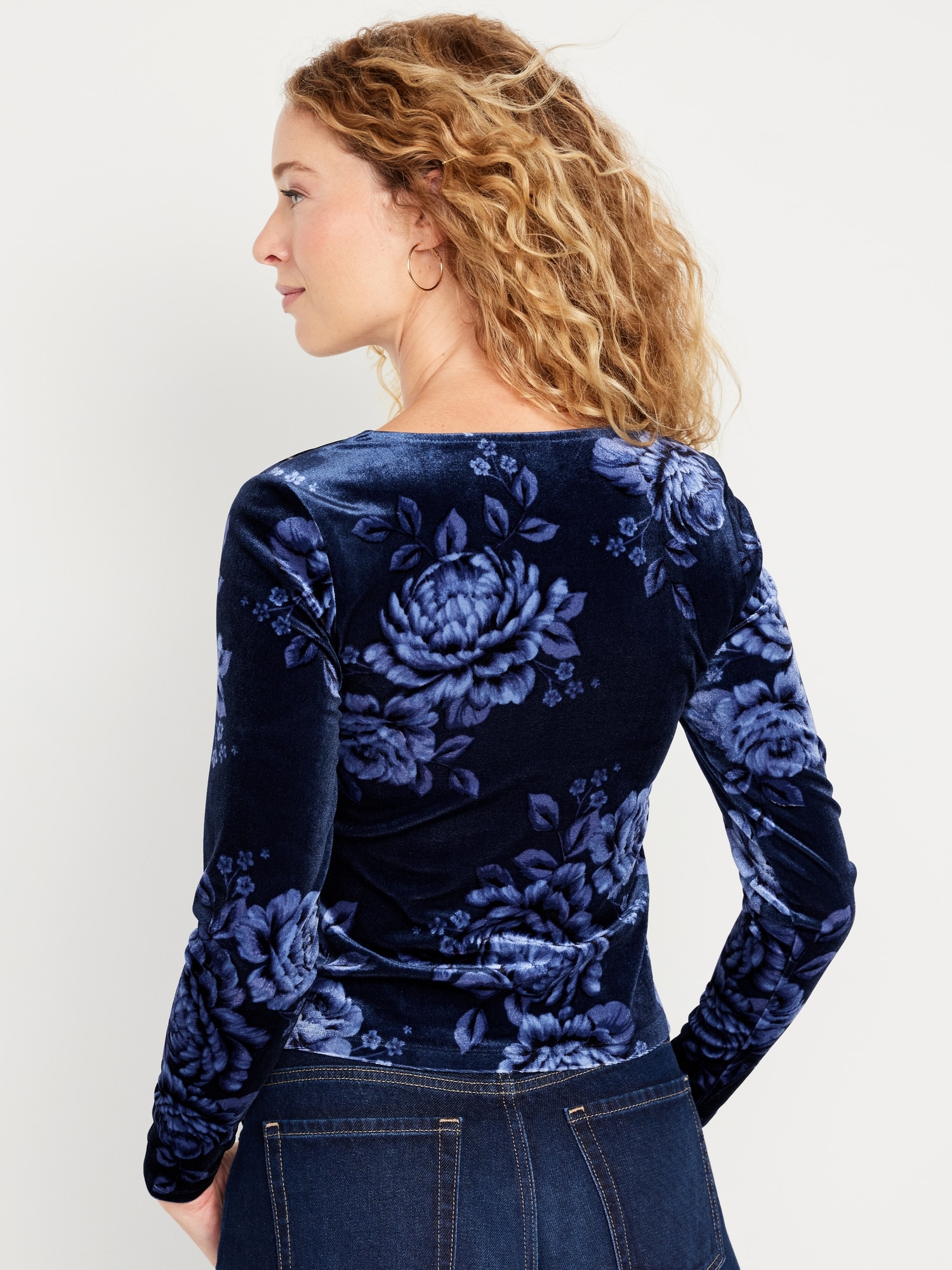 Navy blue shop velvet top