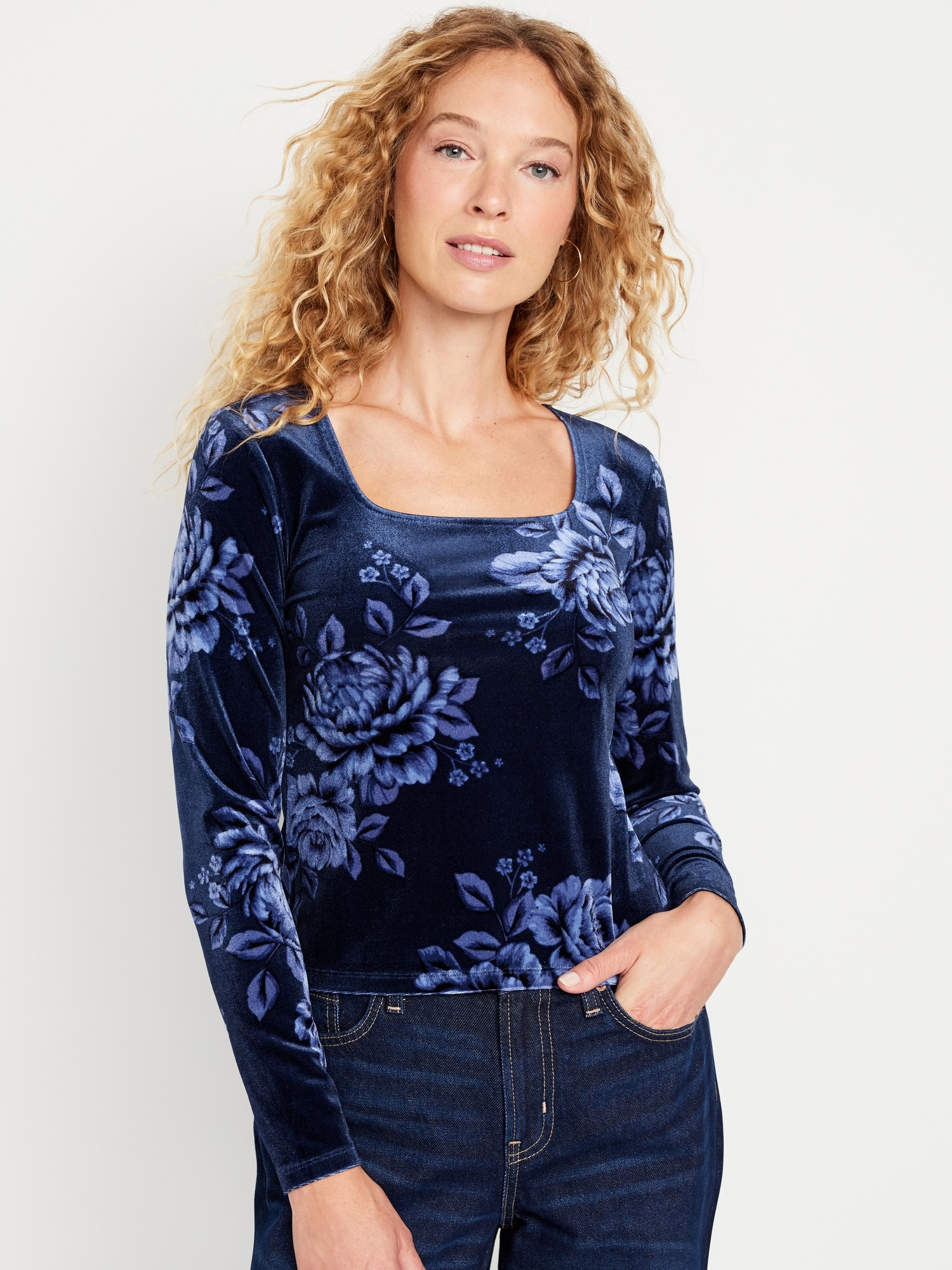 Navy blue 2024 velvet top