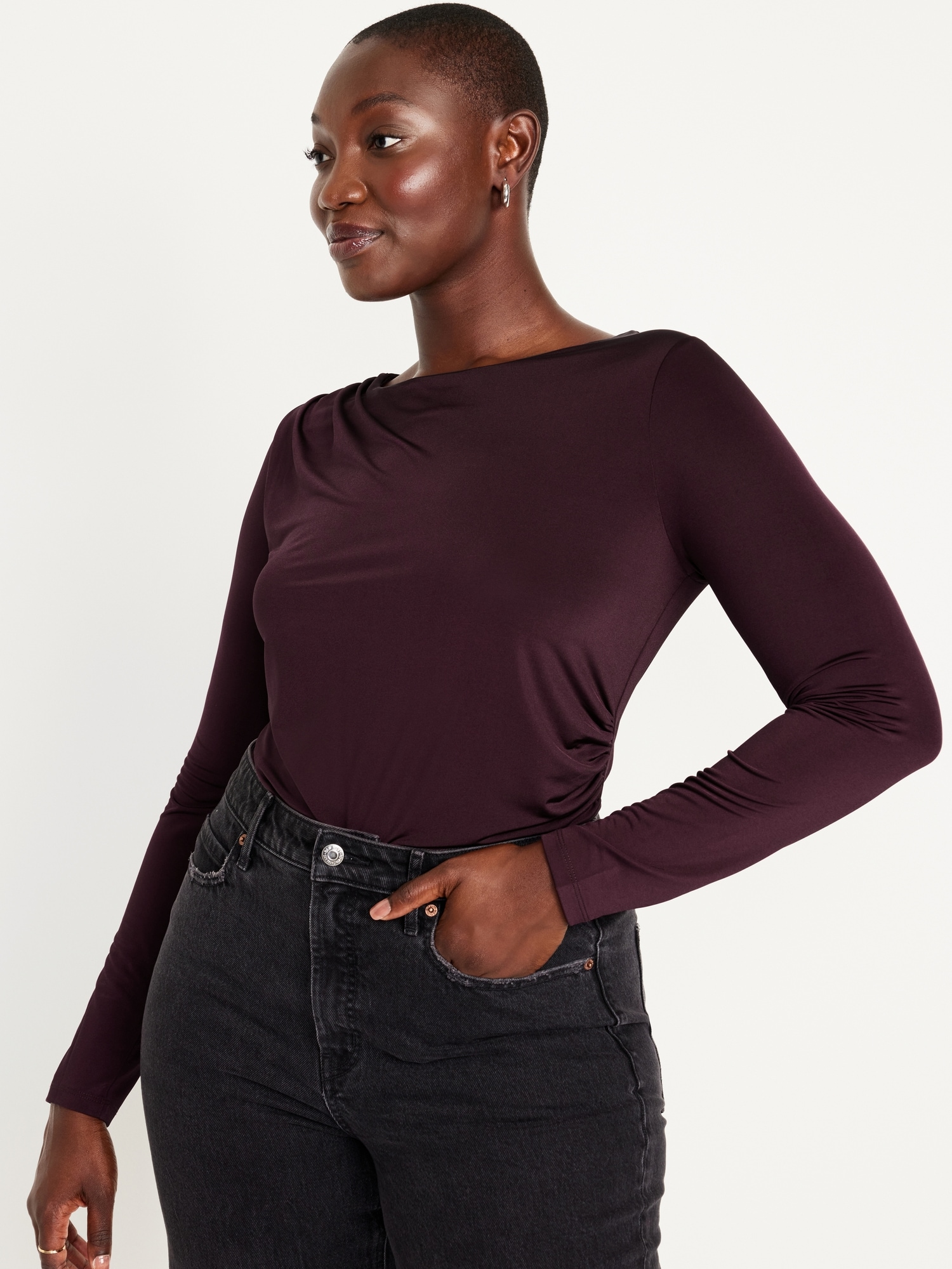 moon river ruched sleeve top