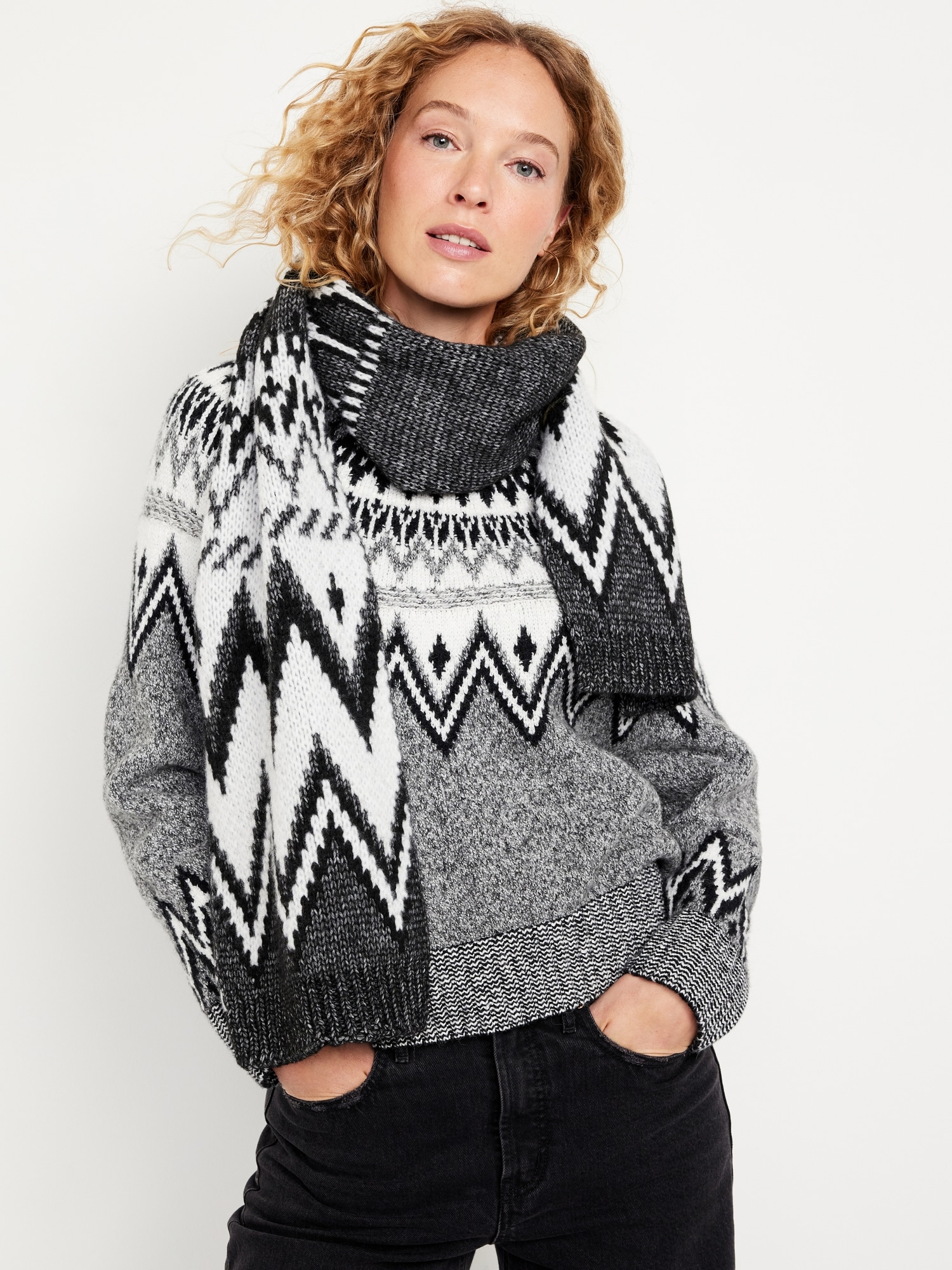 Women's Fair Isle Neck Warmer - Black Onesize Duluth Trading Company