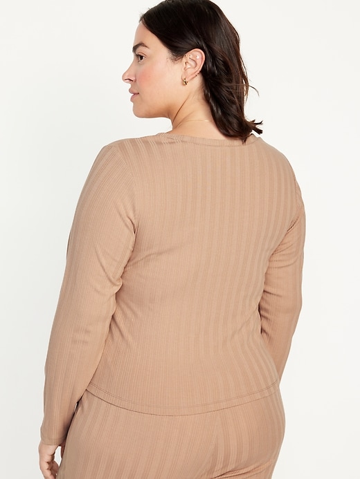 Image number 8 showing, Pointelle Knit Pajama Top