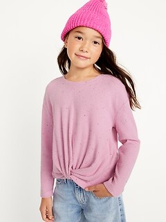 Long-Sleeve Twist-Front Top for Girls