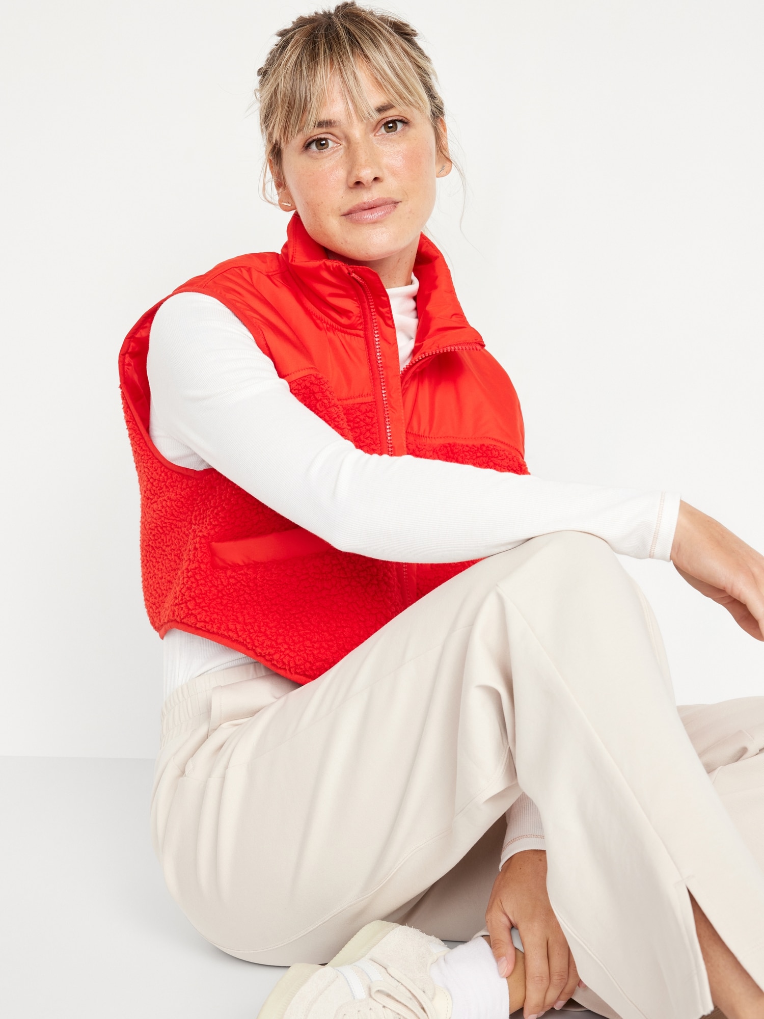 Crop Hybrid Zip Vest | Old Navy