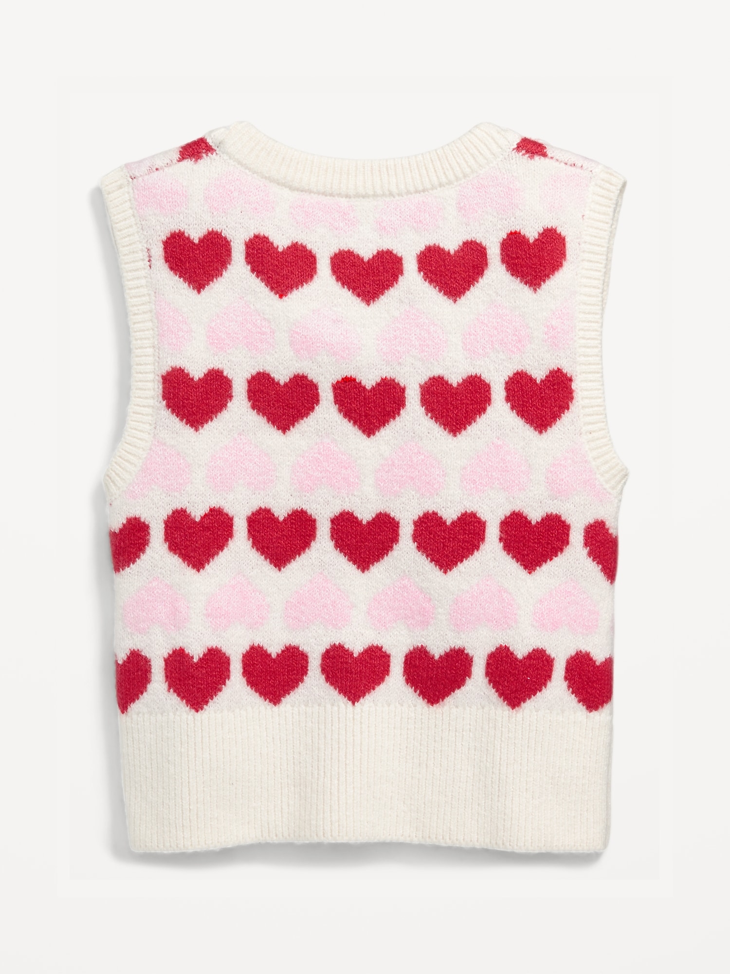 Heart-Print Jacquard Sweater Vest for Girls