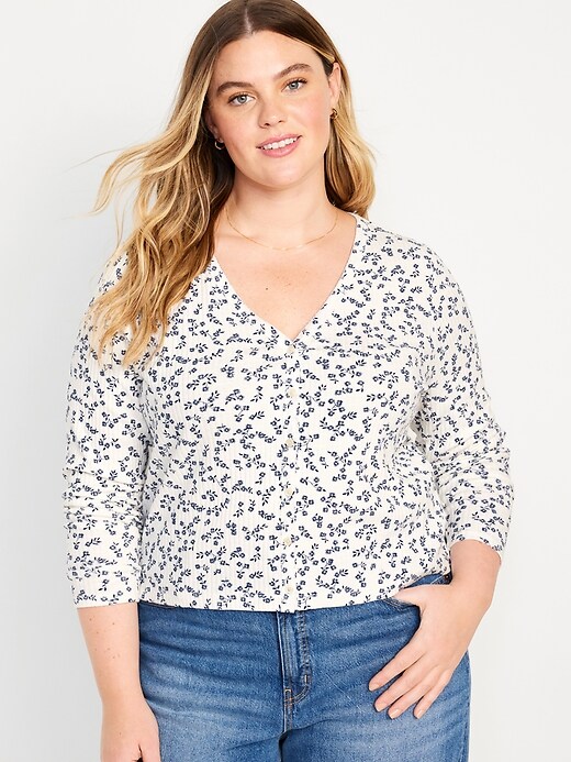 Button-Front Rib-Knit Top | Old Navy
