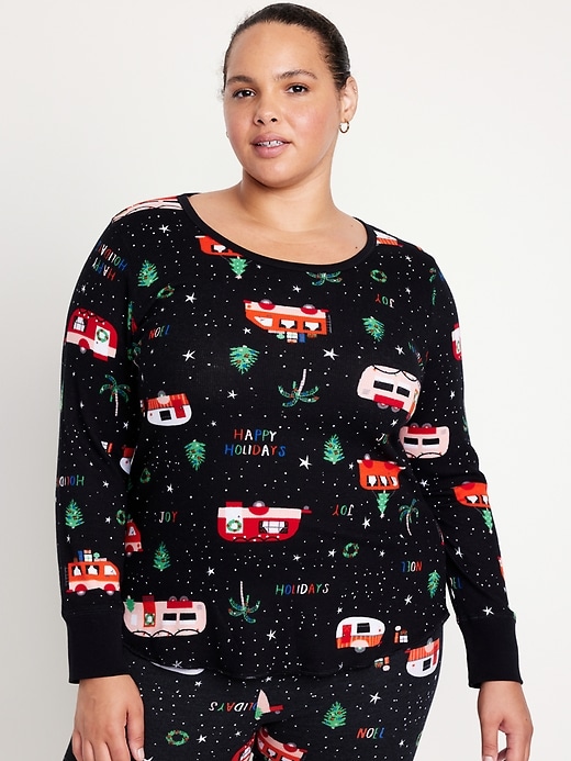 Image number 7 showing, Waffle-Knit Pajama Top