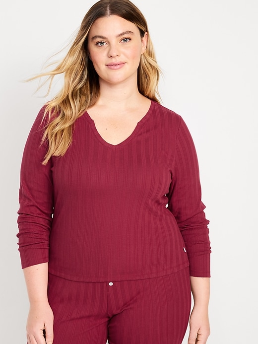 Image number 7 showing, Pointelle Knit Pajama Top