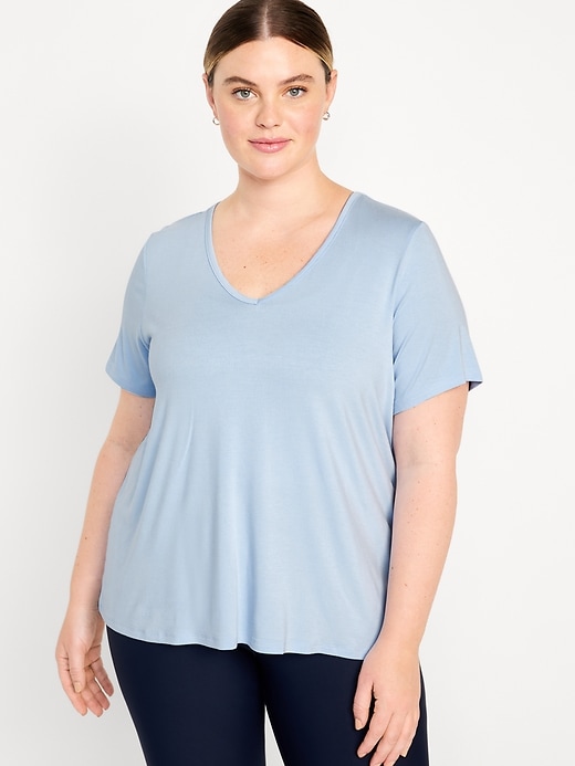 Lucky Brand Women's Top Steel Knit V-Neck Tee Blue Size M – Tuesday Morning