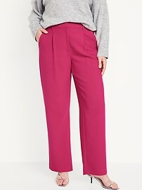 Extra High-Waisted Pleated Taylor Wide-Leg Trouser Suit Pants for