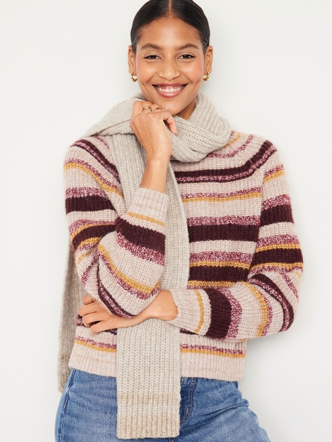 Rib-Knit Shine Scarf for Women