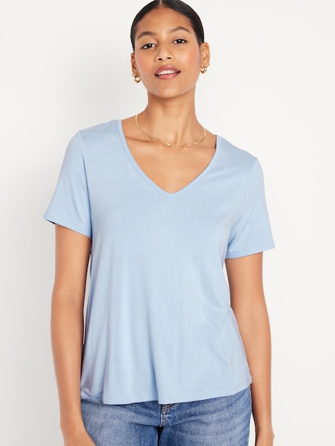Luxe V-Neck T-Shirt - Light Blue
