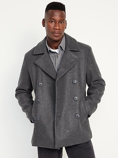 Soft-Brushed Double-Breasted Peacoat