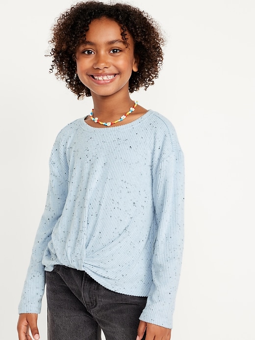Image number 1 showing, Long-Sleeve Twist-Front Top for Girls