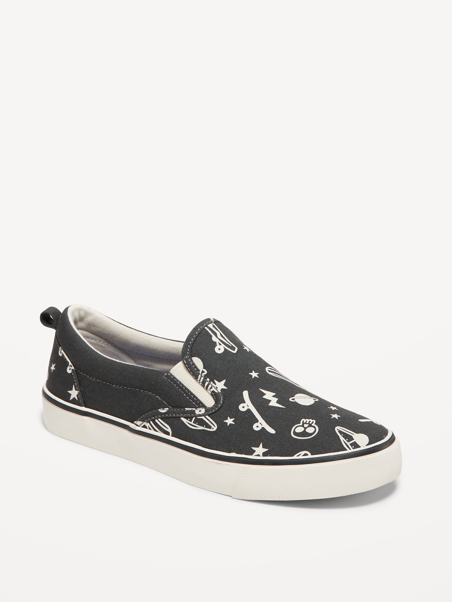 Boys white shop slip ons