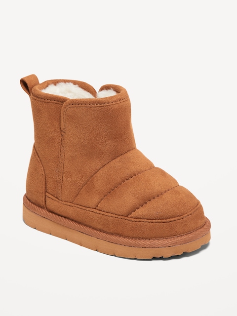 Faux-Suede Faux-Fur Booties for Toddler Girls