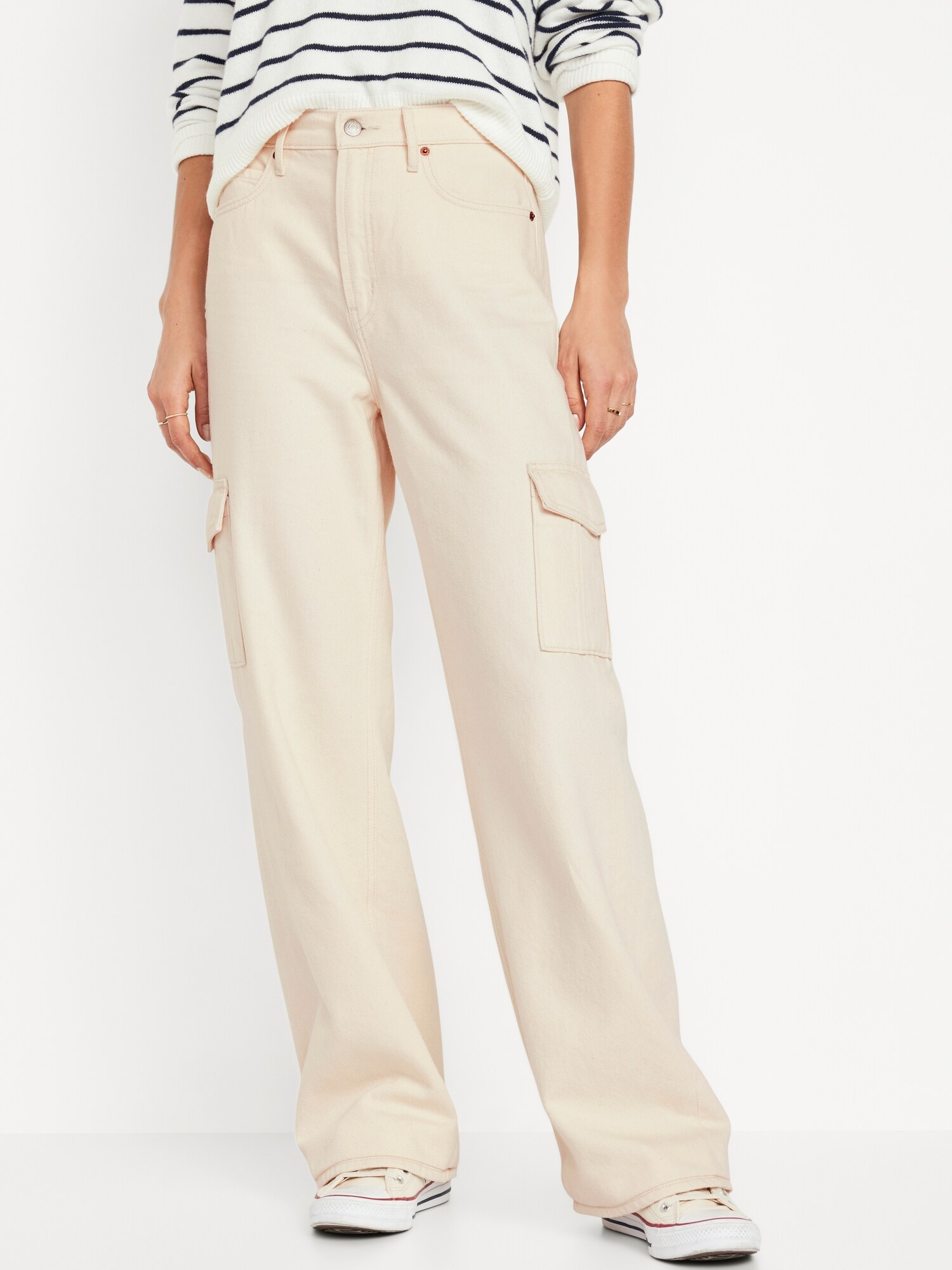 Cream wide leg clearance jeans