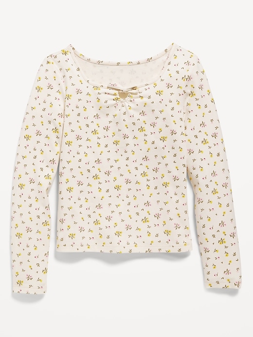 View large product image 2 of 3. Long-Sleeve Printed Keyhole T-Shirt for Girls