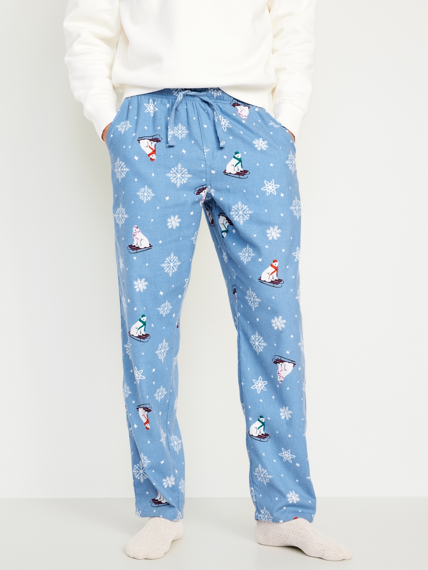 NWT Old Navy Blue Plaid Flannel Jogger Pajama Pants Sleep Lounge Men L XL