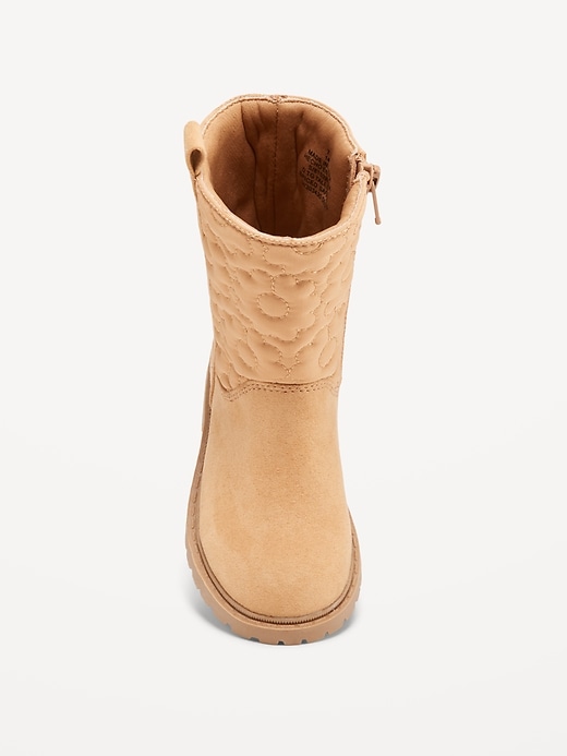 View large product image 2 of 4. Faux-Suede Quilted Side-Zip Boots for Toddler Girls