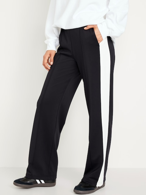 High-Waisted Brushed PowerSoft Track Pants - Black Jack