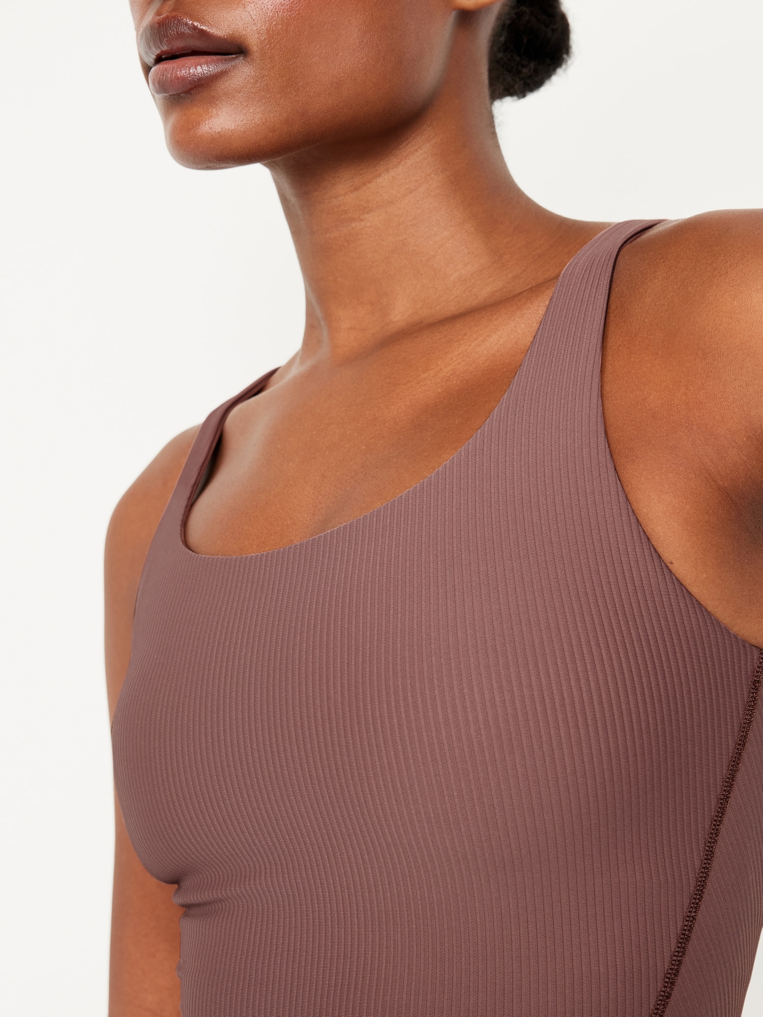 Old Navy Light Support PowerSoft Ribbed Longline Sports Bra for Women