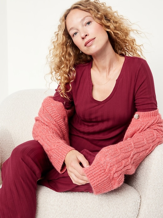 Image number 3 showing, Pointelle Knit Pajama Top