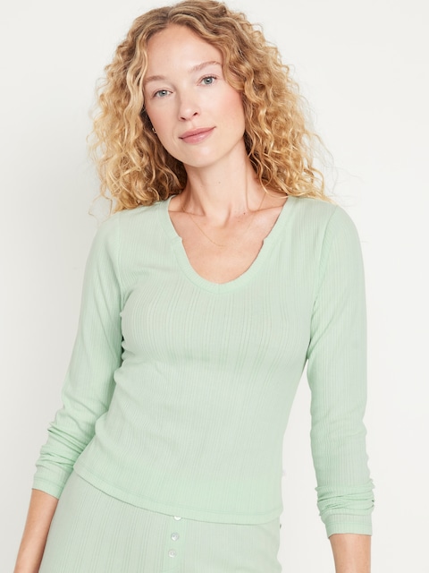 Pointelle Knit Pajama Top