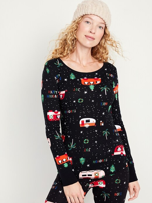 Image number 1 showing, Waffle-Knit Pajama Top