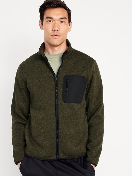Image number 1 showing, Fleece-Knit Sherpa-Lined Zip Jacket