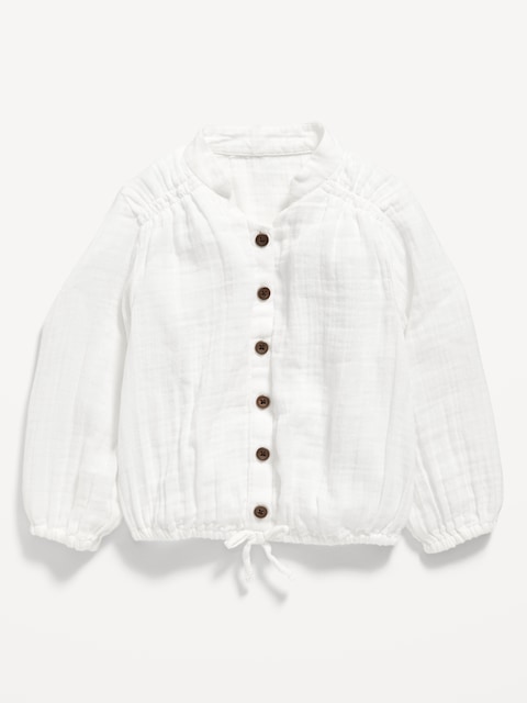 Double-Weave Button-Front Top for Toddler Girls