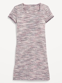 Short-Sleeve Rib-Knit Space-Dye Dress for Girls