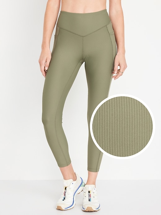 Image number 1 showing, High-Waisted PowerSoft Ribbed 7/8 Leggings