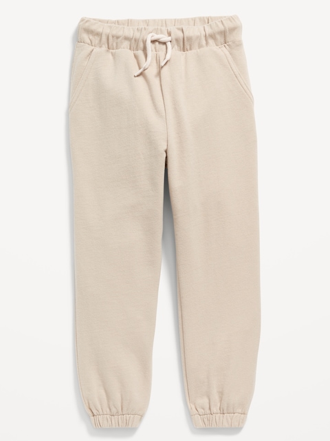 Cinched-Hem Jogger Sweatpants for Toddler Boys - Beige