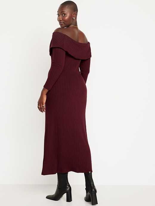 Off-Shoulder Rib-Knit Maxi Dress | Old Navy
