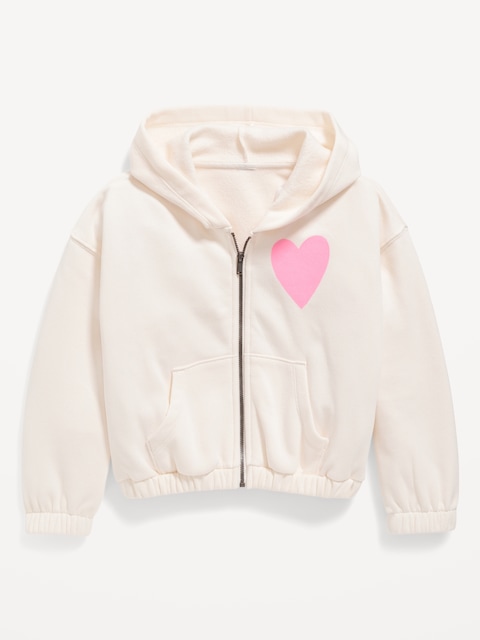 Cinched-Hem Graphic Zip Hoodie for Girls